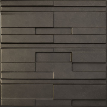 Offset Brick EnduraWall 3D Wall Panel, 19.625"Wx19.625"H, Weathered Steel