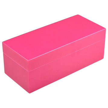 Lacquer Long Pencil Box, Hot Pink