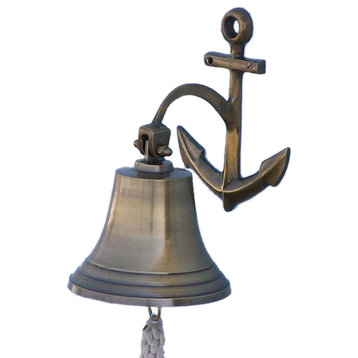 Antique Brass Hanging Anchor Bell 10'', Brass Bell, Decorative Anchor