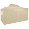 vidaXL Canopy Foldable Pop-up Tent Sun Shelter with 4 Side Walls Cream White