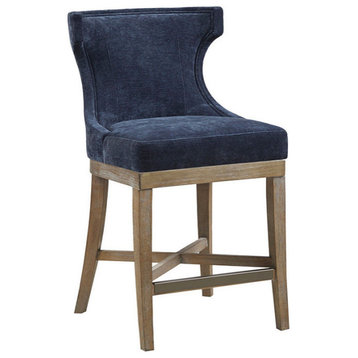 Madison Park Carson Counter Stool With Swivel Seat, Navy Blue