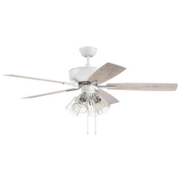 Pro Plus 4 4 Light 52 in. Indoor Ceiling Fan, White and Polished Nickel