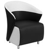 Chancellor Black Leather Lounge Chair with White Detailing & Curved Arms