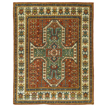 Caucasian Style Hand Woven Rug, 8'x9'9"