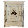 Montana Woodworks Wood Accent Cabinet with Laser Engraved Bronc in Natural
