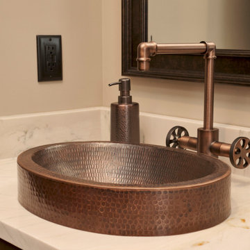 15" Small Round Skirted Vessel Hammered Copper Sink (VR15SKDB)