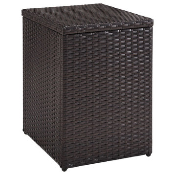Palm Harbor Outdoor Wicker Rectangular Side Table Brown