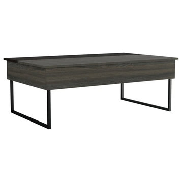 49" Black Manufactured Wood Rectangular Lift Top Coffee Table