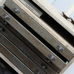 Faraz Reclaimed Scaffolding and Distressed Steel Plan Chest on Locking Castors - Storage Cabinets