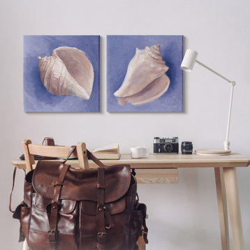 Simple Classic Seashell Conch Still Life Painting, 2pc, each 24 x 24