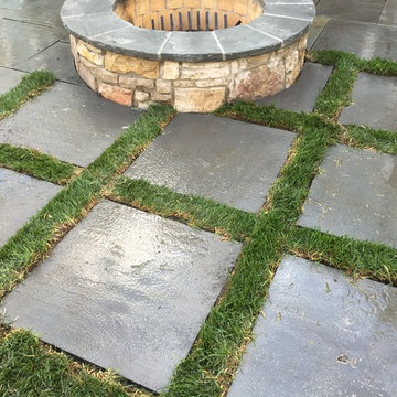 Bright Bluestone Patio with Oak Leaf Hydrangea Garden