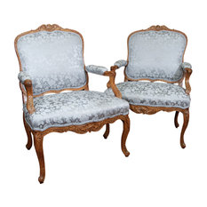 Pair of Louis XV Carved Fauteuils a la Reine