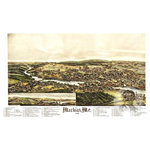 Ted's Vintage Art - Historic Machias, ME Map 1896, Vintage Maine Art Print, 12"x18" - Ghosted image on final product not included