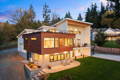 Example of a minimalist exterior home design in Seattle