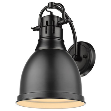 Duncan 1 Light Wall Sconce in Black with a Matte Black Shade