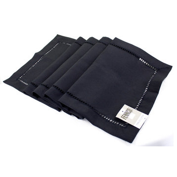 Stylish Solid Color with Hemstitched Border Table Runner, Black, 14"x90"