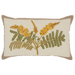 Mina Victory - Mina Victory Royal Palm Floral Sprig 12" x 20" Natural Indoor Throw Pillow - Fabulous fan-shaped fronds, in this Mina Victory Royal Palm pillow collection, are like a cool breeze on a warm tropical