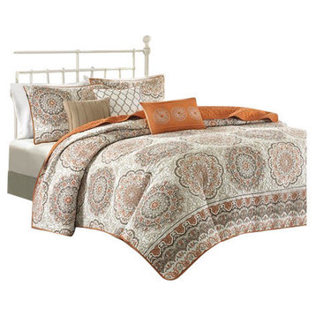Madison Park Printed Quilt 6-Piece Coverlet Set, Full/Queen