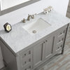 Catania Single Vanity With Carrara White Marble Top, Gray, 48", With Mirror