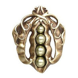Inviting Home Inc. - Peapod Knobs, Antique-Style Brass - Cabinet And Drawer Knobs