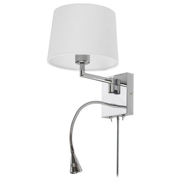 Dainolite DLED426A 3-Light Wall Sconce With LED Reading Lamp