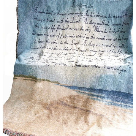 Footprints in the Sand Tapestry Throw, 50"x60"