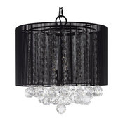 Crystal Chandelier With Large Black Shades and Balls