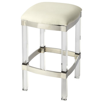 Butler Jordan Acrylic and White Leather Counter Stool