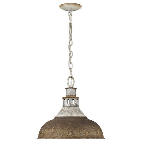 Kinsley Large Pendant, Aged Galvanized Steel With Antique Rust Shade