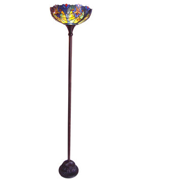 Liaison Tiffany-Style 1 Light Victorian Torchiere Floor Lamp 15" Shade