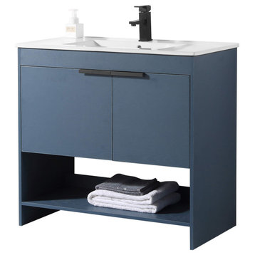 Phoenix Bath Vanity With Ceramic Sink Full assembly Required, Navy Blue, 36"