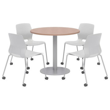 Olio Designs Cherry Round 42in Lola Dining Set - Gray Caster Chairs