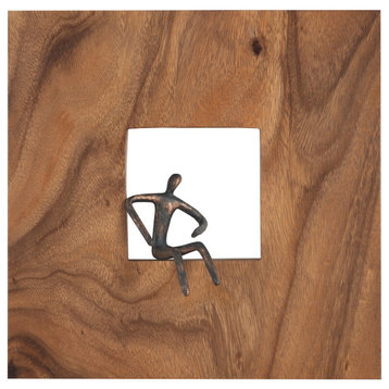 Atlas Wall Decor, Square, Brown, Sitting Side