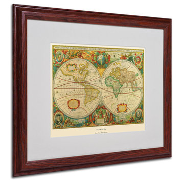 'Old World Map Painting' Matted Framed Canvas Art