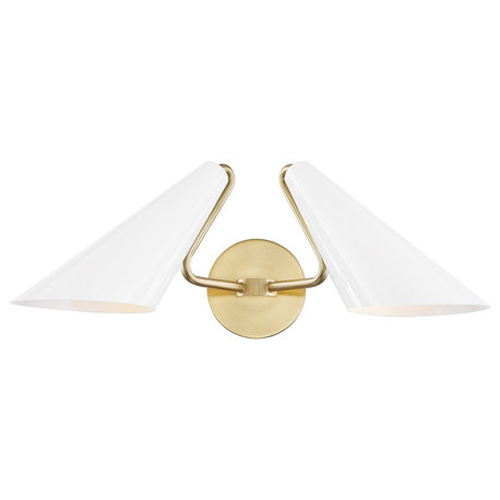 Talia 2-Light Wall Sconce, Aged Brass/Dove Gray