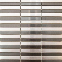 Silver and Black Stainless Steel Straight Pattern Mosaic Tiles - Home Accessories & Decor