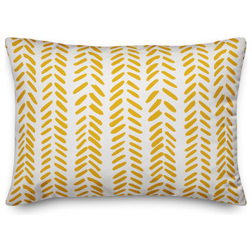 Yellow and White Modern Herringbone 14x20 Lumbar Pillow