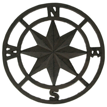 Brown Cast Iron Nautical Compass Rose Indoor/Outdoor Wall Hanging