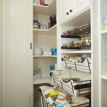 Angled pantry wall with maximized storage