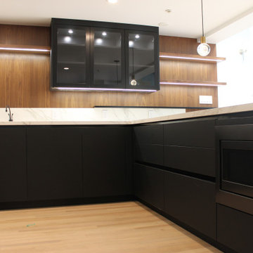 Walnut Wood Melamine & Black Fenix