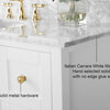 Lauren 48" Vanity Set, Gold Hardware, Cararra White Marble Countertop