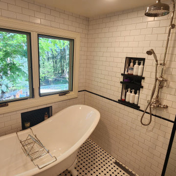 An Oasis in Black & White Master Bath