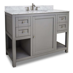 48 inch Black Finish Single Bathroom Vanity Carrera Marble Countertop - Bathroom Vanities And Sink Consoles