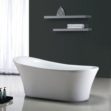 OVE Decors Rachel 70 in Freestanding Bathtub with Pop-up and Overflow in Chrome