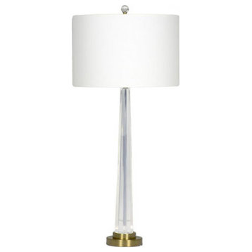 Wade Table Lamp, Clear, Antique Brass, White Shade, 36"H (SCH-155160 8021V9J)