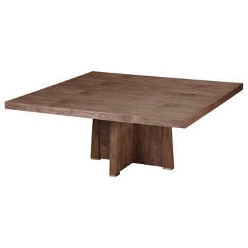 The Gael Dining Table, Transitional, Square, Light Walnut, 72"x72"