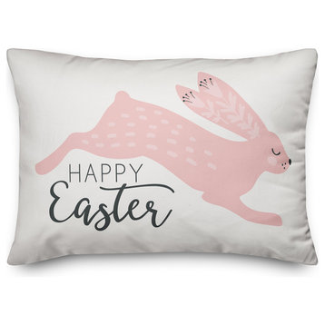 Pink Leaping Rabbit 14x20 Lumbar Pillow Cover