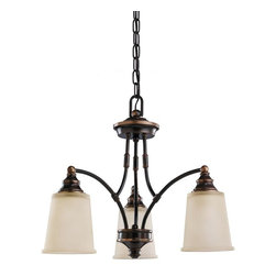 Sea Gull Lighting - Sea Gull Lighting Warwick 3-Light Autumn Bronze Chandelier with Smoky Parchment - Chandeliers