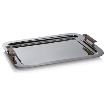 Bayeux Steel Serving Tray with Horn Handles