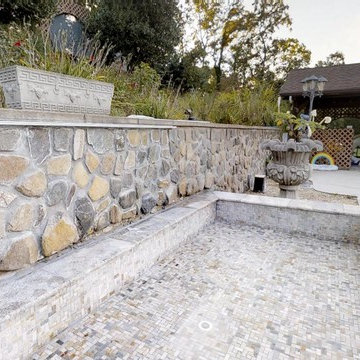 Silver Travertine Pool Coping, Tile and Spa Remodel